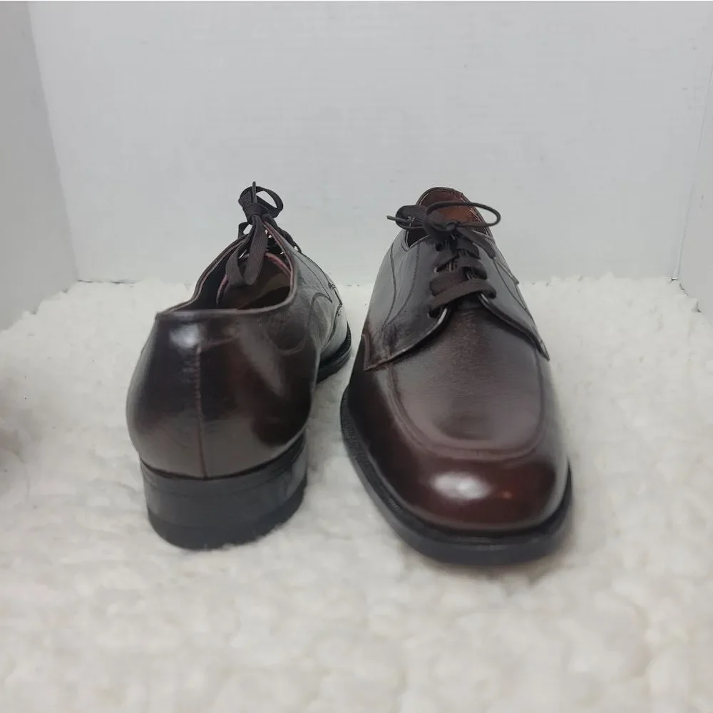 Vtg 80's Florsheim Mens Derby Shoes Size 7.5  Burgundy Leather Apron Toe 730314